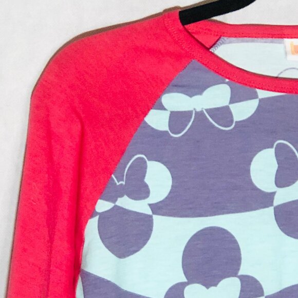 LulaRoe randy shirt Disney mid sleeve new with tags blue pink extra small READ - Picture 3 of 11